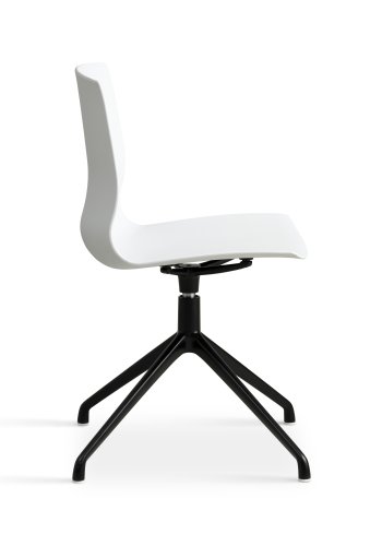 Liv spisebordsstol, m. drejefunktion - hvid PVC og sort metal