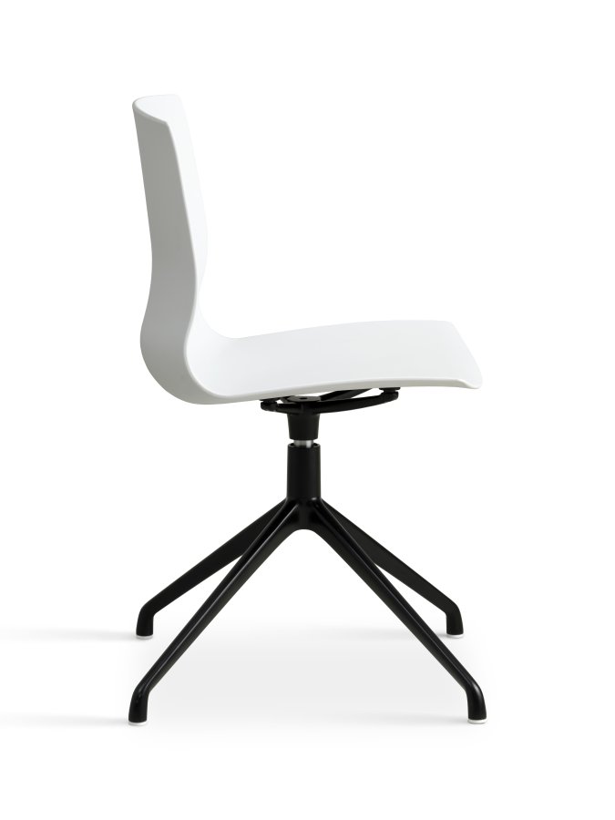 Liv spisebordsstol, m. drejefunktion - hvid PVC og sort metal
