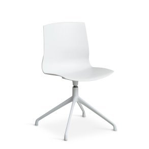 Liv spisebordsstol, m. drejefunktion - hvid PVC og hvid metal