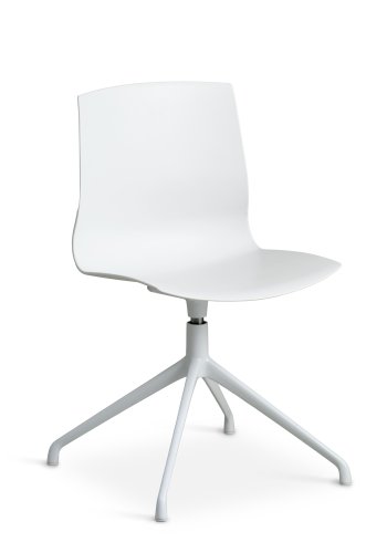 Liv spisebordsstol, m. drejefunktion - hvid PVC og hvid metal
