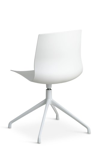 Liv spisebordsstol, m. drejefunktion - hvid PVC og hvid metal