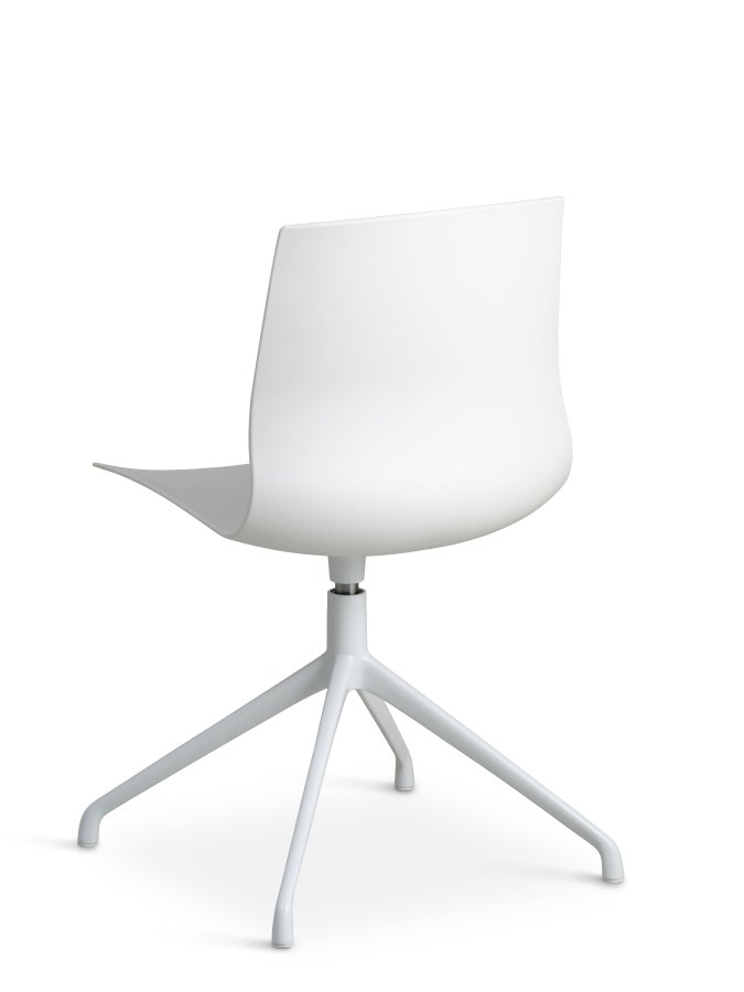 Liv spisebordsstol, m. drejefunktion - hvid PVC og hvid metal