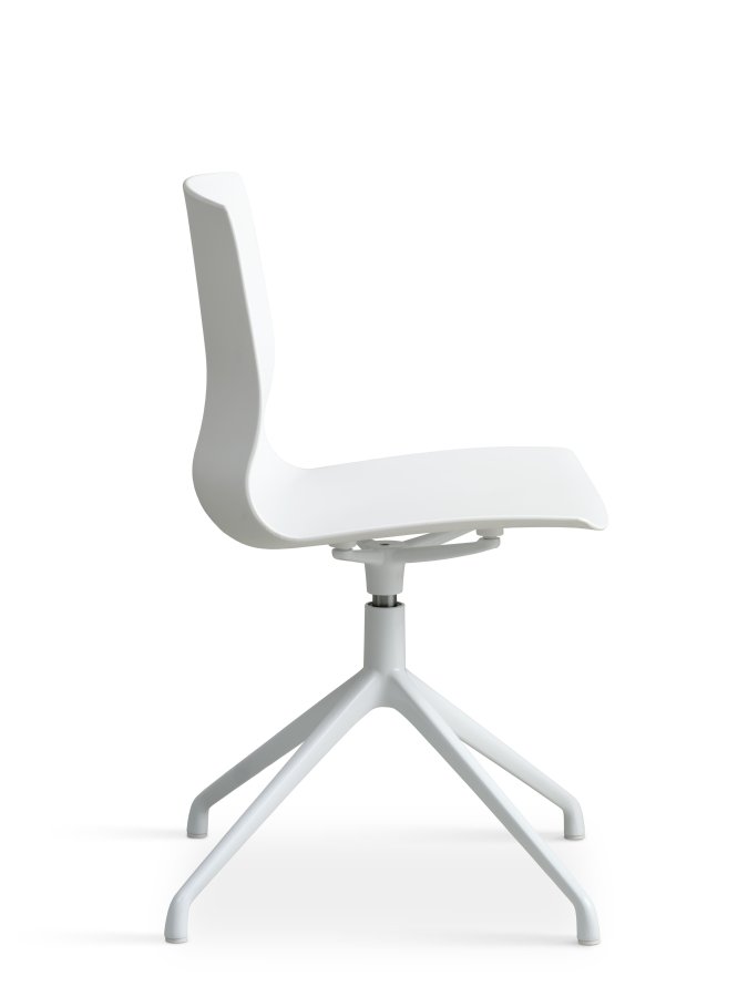 Liv spisebordsstol, m. drejefunktion - hvid PVC og hvid metal