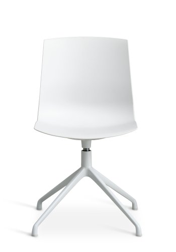 Liv spisebordsstol, m. drejefunktion - hvid PVC og hvid metal