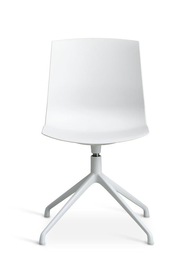 Liv spisebordsstol, m. drejefunktion - hvid PVC og hvid metal