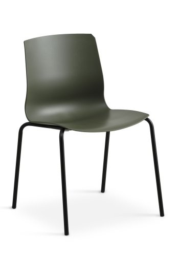 Liv spisebordsstol - oliven PVC og sort metal