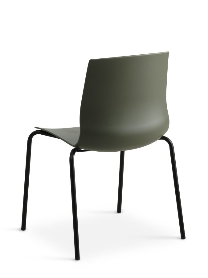 Liv spisebordsstol - oliven PVC og sort metal