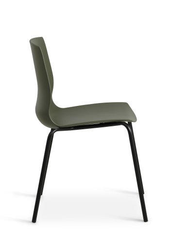 Liv spisebordsstol - oliven PVC og sort metal