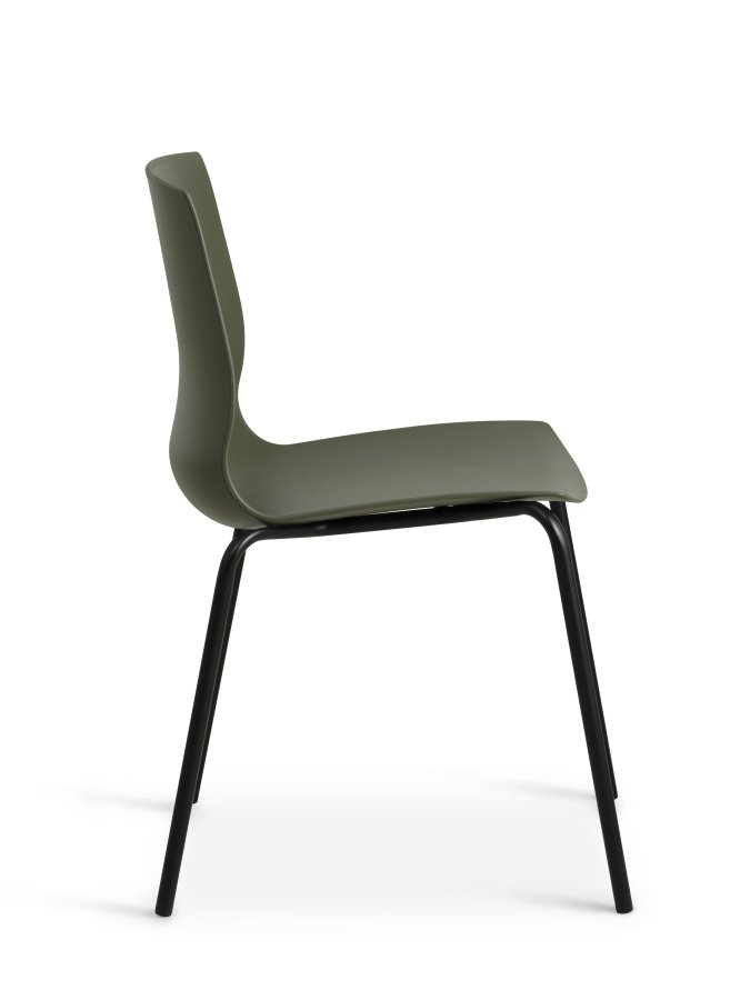 Liv spisebordsstol - oliven PVC og sort metal