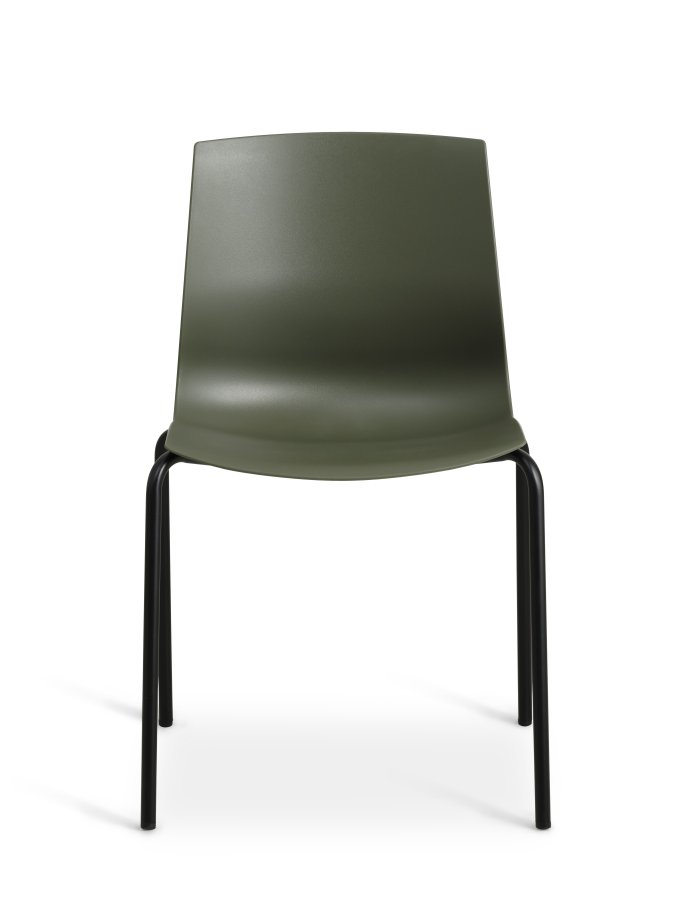 Liv spisebordsstol - oliven PVC og sort metal