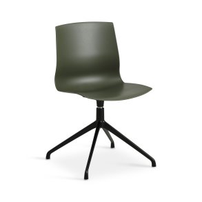 Liv spisebordsstol, m. drejefunktion - oliven PVC og sort metal