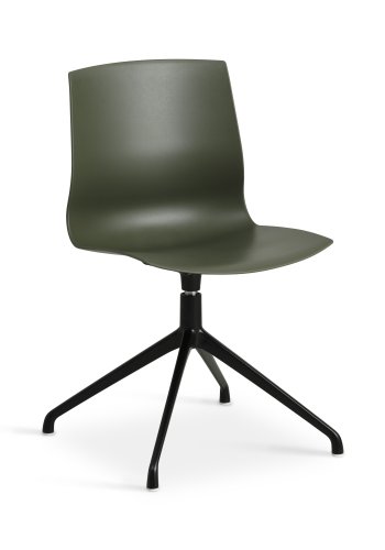 Liv spisebordsstol, m. drejefunktion - oliven PVC og sort metal