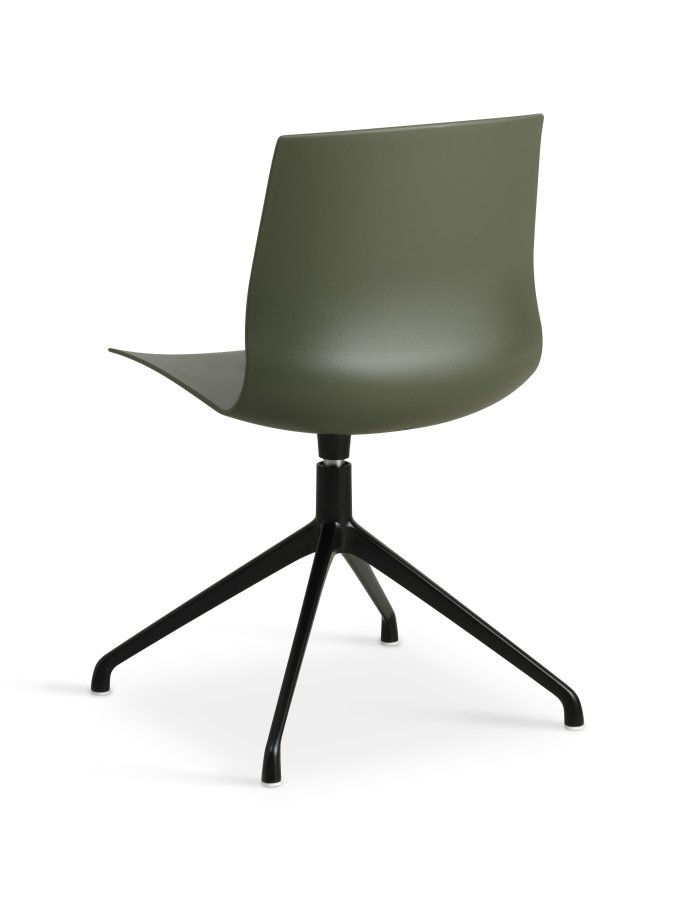 Liv spisebordsstol, m. drejefunktion - oliven PVC og sort metal