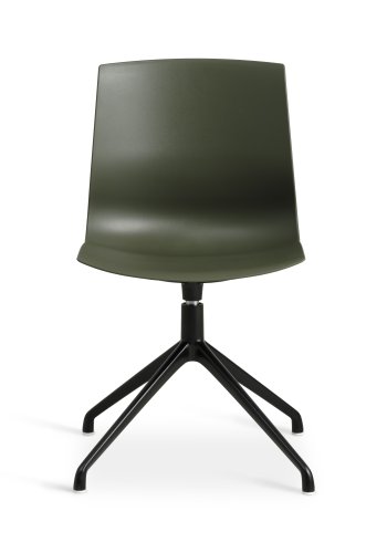 Liv spisebordsstol, m. drejefunktion - oliven PVC og sort metal