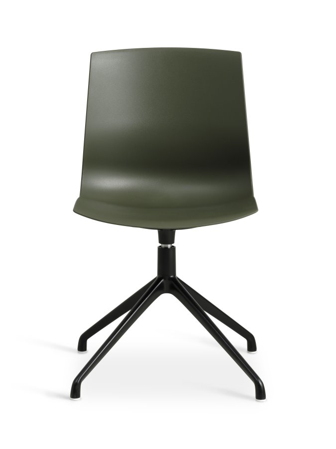 Liv spisebordsstol, m. drejefunktion - oliven PVC og sort metal