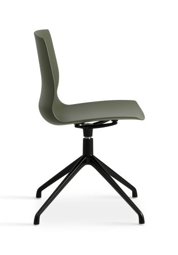 Liv spisebordsstol, m. drejefunktion - oliven PVC og sort metal