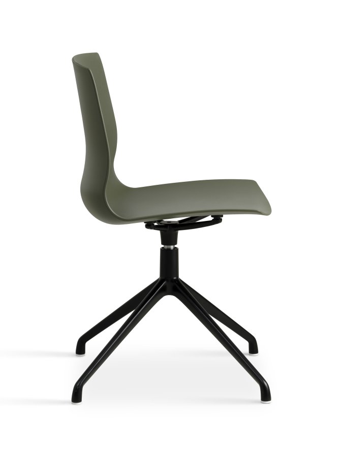 Liv spisebordsstol, m. drejefunktion - oliven PVC og sort metal