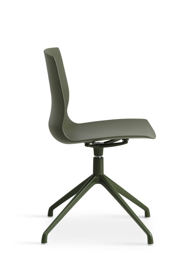 Liv spisebordsstol, m. drejefunktion - oliven PVC og oliven metal