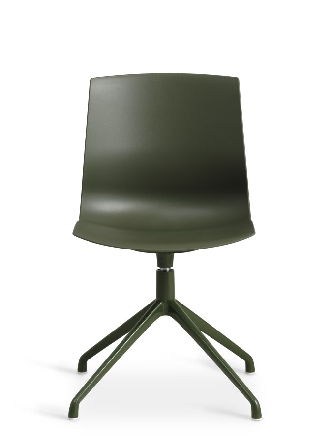 Liv spisebordsstol, m. drejefunktion - oliven PVC og oliven metal