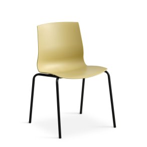 Liv spisebordsstol - sennepsgul PVC og sort metal