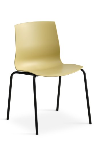 Liv spisebordsstol - sennepsgul PVC og sort metal