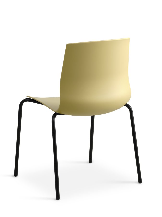 Liv spisebordsstol - sennepsgul PVC og sort metal