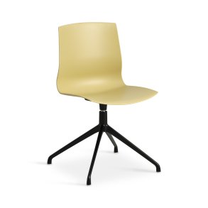 Liv spisebordsstol, m. drejefunktion - sennepsgul PVC og sort metal