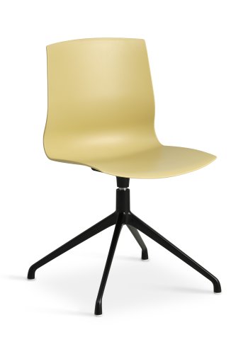 Liv spisebordsstol, m. drejefunktion - sennepsgul PVC og sort metal