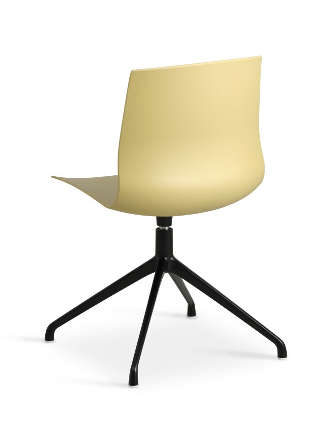 Liv spisebordsstol, m. drejefunktion - sennepsgul PVC og sort metal