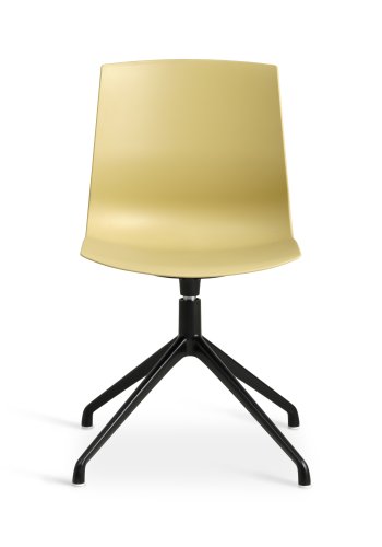 Liv spisebordsstol, m. drejefunktion - sennepsgul PVC og sort metal