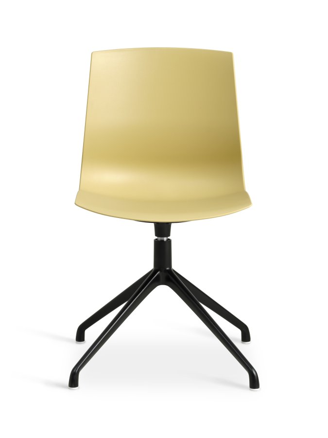 Liv spisebordsstol, m. drejefunktion - sennepsgul PVC og sort metal