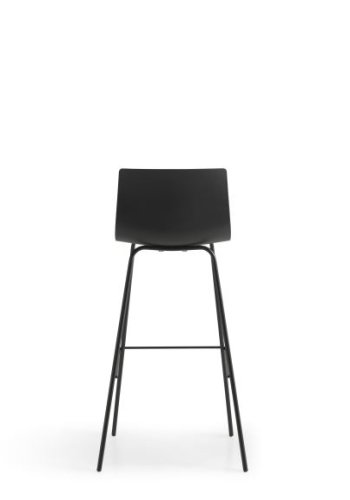 Liv barstol med stel, m. rygln og fodsttte - sort polypropylen og sorte ben