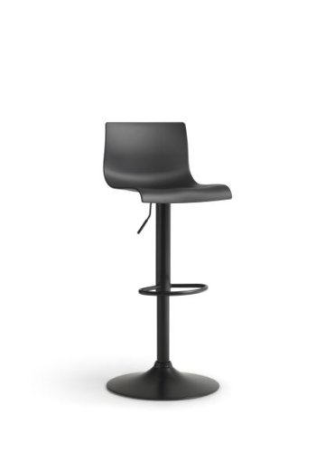Liv trompet barstol, m. rygln og fodsttte - sort polypropylen og sort metal