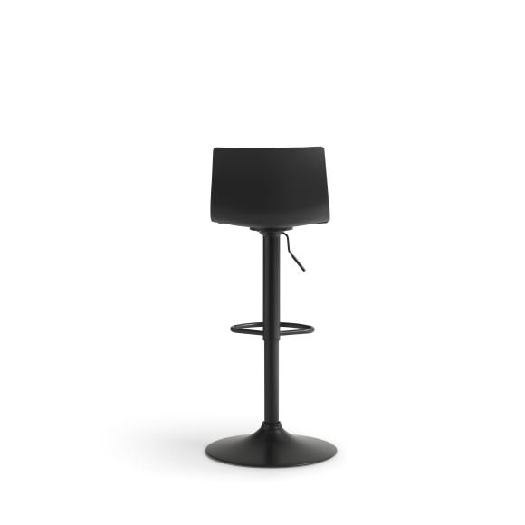 Liv trompet barstol, m. rygln og fodsttte - sort polypropylen og sort metal