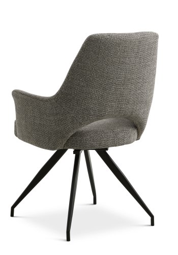 Aya spisebordsstol, m. armln og drejefunktion - gr polyester stof og sort metal