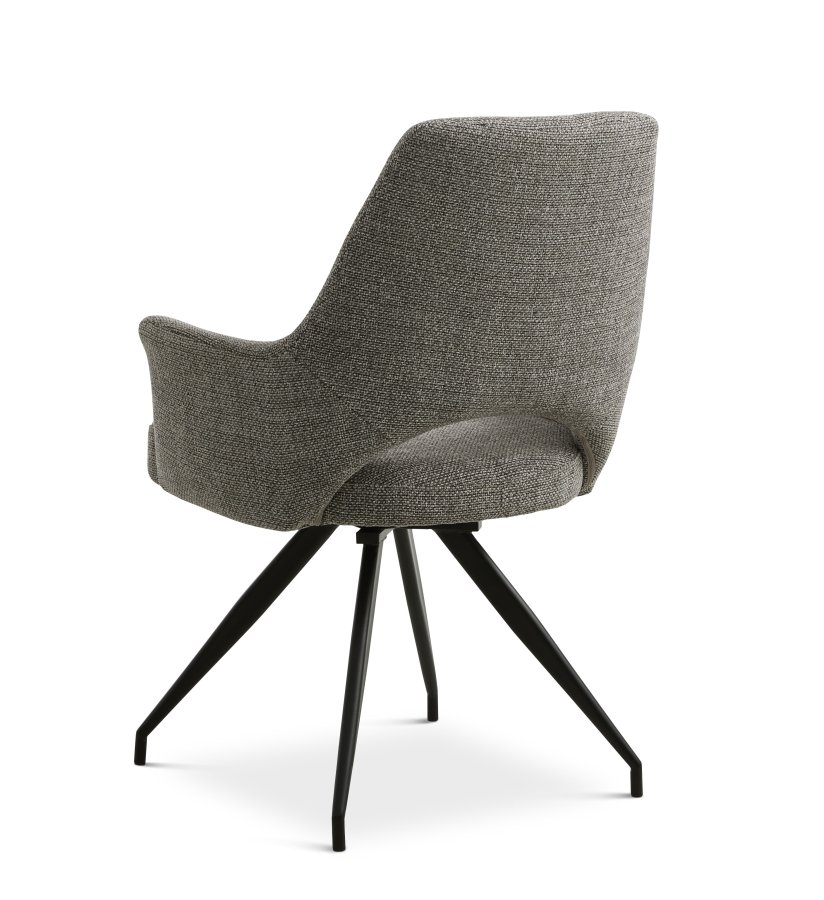 Aya spisebordsstol, m. armln og drejefunktion - gr polyester stof og sort metal