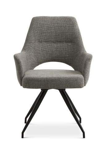 Aya spisebordsstol, m. armln og drejefunktion - gr polyester stof og sort metal