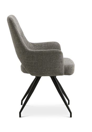 Aya spisebordsstol, m. armln og drejefunktion - gr polyester stof og sort metal