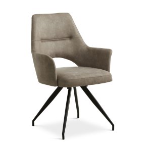 Aya spisebordsstol, m. armln og drejefunktion - ler micro lder og sort metal