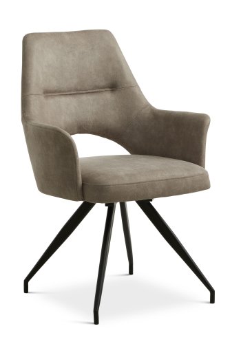 Aya spisebordsstol, m. armln og drejefunktion - ler micro lder og sort metal