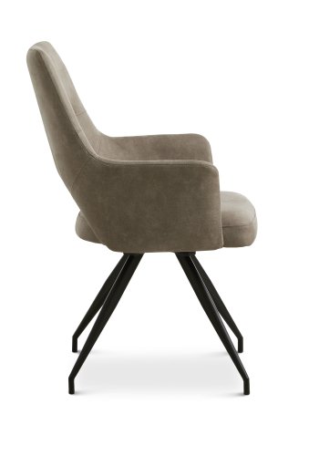 Aya spisebordsstol, m. armln og drejefunktion - ler micro lder og sort metal