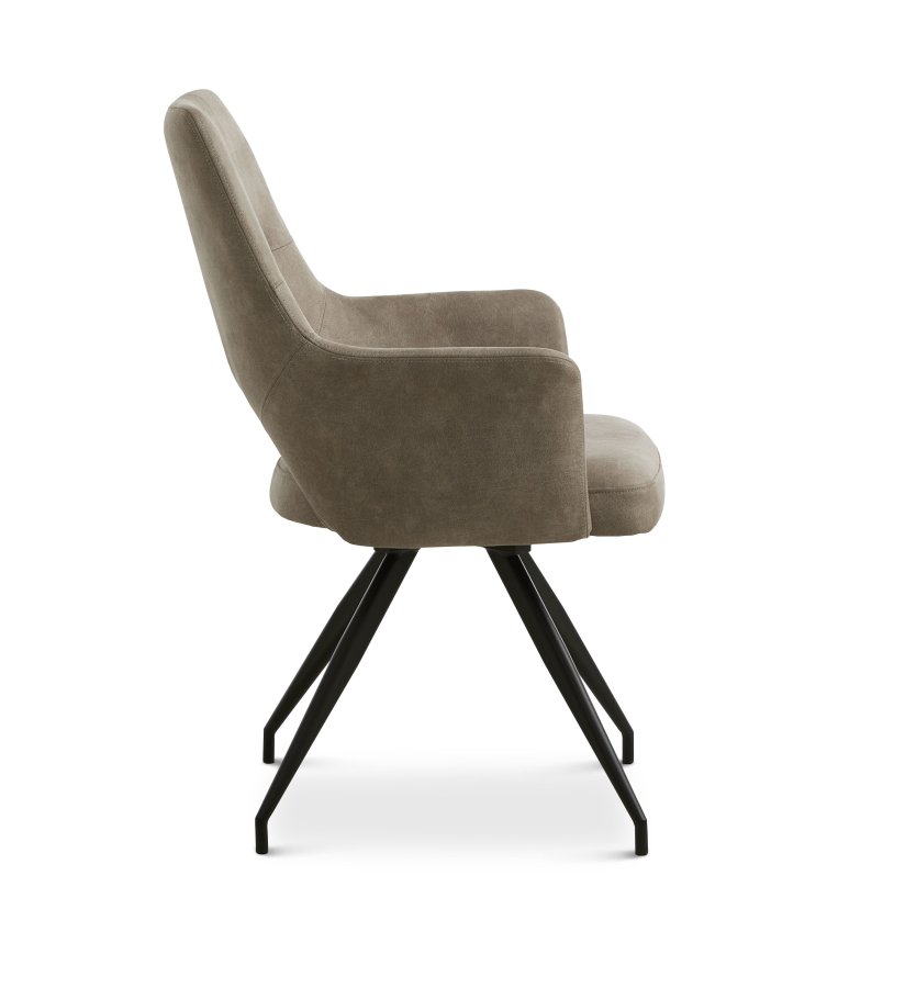 Aya spisebordsstol, m. armln og drejefunktion - ler micro lder og sort metal