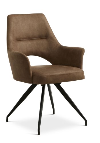 Aya spisebordsstol, m. armln og drejefunktion - almond micro lder og sort metal