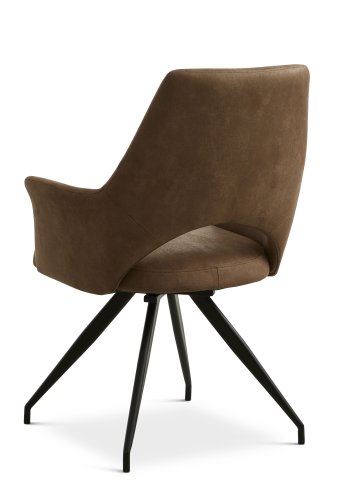 Aya spisebordsstol, m. armln og drejefunktion - almond micro lder og sort metal