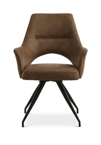 Aya spisebordsstol, m. armln og drejefunktion - almond micro lder og sort metal