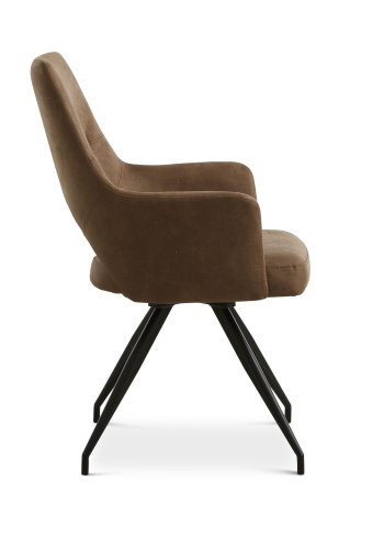 Aya spisebordsstol, m. armln og drejefunktion - almond micro lder og sort metal