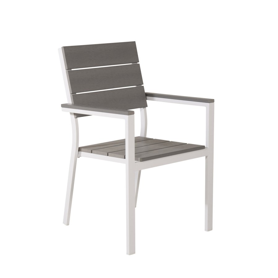 VENTURE DESIGN Levels havestol, m. armln - gr aintwood og hvid aluminium