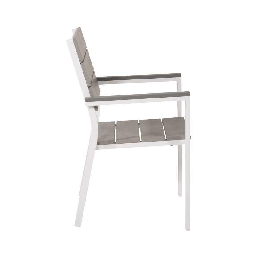 VENTURE DESIGN Levels havestol, m. armln - gr aintwood og hvid aluminium