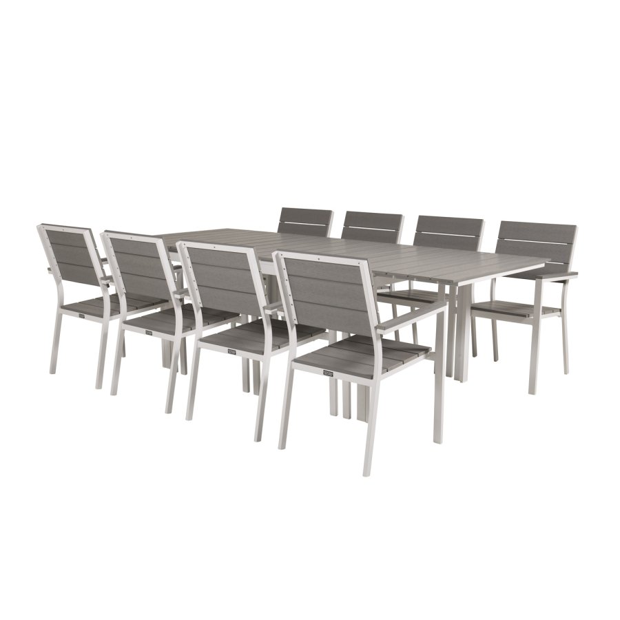 VENTURE DESIGN Levels havestol, m. armln - gr aintwood og hvid aluminium