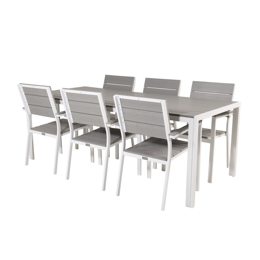 VENTURE DESIGN Levels havestol, m. armln - gr aintwood og hvid aluminium